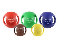 CanDo two-handle medicine ball, 5 pc set (1 ea: 6.6,8.8,11,13.2,15.4 lbs)