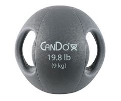 CanDo two-handle medicine ball, 19.8 lb (9 kg), silver