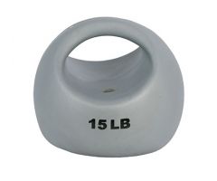 CanDo one-handle medicine ball, 15 lb, silver