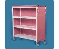 3 Shelf Linen Cart with Cover Deluxe 5 Inch Casters 45 lbs. Removable Shelves, 12 Inch Spacing 60 X 20 Inch