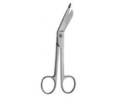 Bandage Scissors V. Mueller Lister 4-1/2 Inch Length Surgical Grade Stainless Steel NonSterile Finger Ring Handle Angled Blunt Tip / Blunt Tip