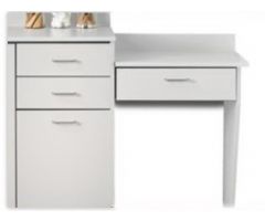 DESK, WALL MOUNT W/LEG & DRWR GRY SILVER PULLS