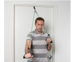 CanDo shoulder pulley w/tubing and handles, medium, green