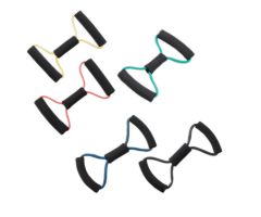 CanDo Bowtie exercise tubing, 14", 5 pc set (1 ea: yellow through black)