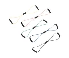 CanDo Bowtie exercise tubing, 30", 5 pc set (1 ea: yellow through black)