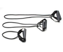 CanDo exercise Tubing-with-Handles, full body set (1 ea: 18", 36", 48"), black