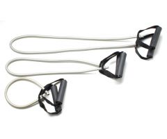 CanDo exercise Tubing-with-Handles, full body set (1 ea: 18", 36", 48"), silver