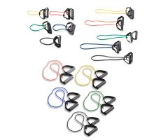 CanDo exercise Tubing-with-Handles, full body set, 5 pc set (1 ea: yellow through black)