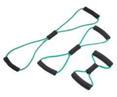 CanDo Bowtie tubing exerciser, full body set (1 ea: 14", 22", 30"), green