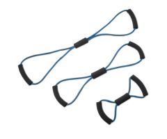 CanDo Bowtie tubing exerciser, full body set (1 ea: 14", 22", 30"), blue