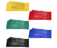 CanDo Accu-Force exercise band, 5 pc set, 48" strip (1 ea: yellow through black)
