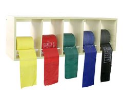 CanDo Accu-Force 50 yard exercise band set (1 ea: yellow through black) w/rack