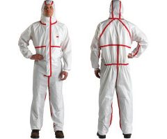 Coverall with Hood 3M  4X-Large White / Red Disposable NonSterile
