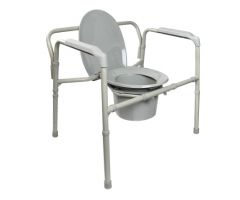 Folding Commode Chair McKesson Fixed Arm Steel Frame Back-1065225
