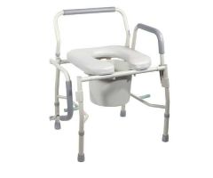Commode,Drop-Arm KD w/Padded Open-Front Seat, Tool-Free