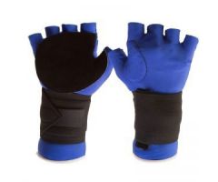 Impact Glove with Wrist Support IMPACTO Half Finger Small Blue Right Hand