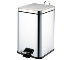 Trash Can Grafco 21 Quart Square Silver Stainless Steel Step On
