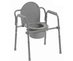 Folding Commode Chair McKesson Fixed Arm Steel Frame Back-1073633