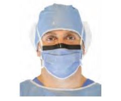 Surgical Mask with Eye Shield PremierPro  Anti-fog Foam Pleated Tie Closure One Size Fits Most Light Blue NonSterile ASTM Level 3 Adult