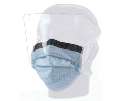 Surgical Mask with Eye Shield FluidGard  160 Anti-fog Foam Pleated Tie Closure One Size Fits Most Blue Diamond NonSterile ASTM Level 3 Adult