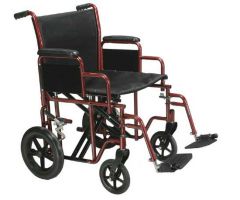 Transport Wheelchair Bariatric 20" Wide Red