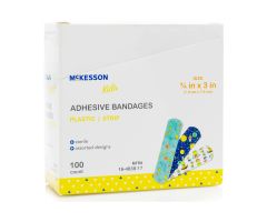 Adhesive Strip  Kids 3/4 X 3 Inch Plastic Rectangle Kid Design (Assorted Prints) Sterile