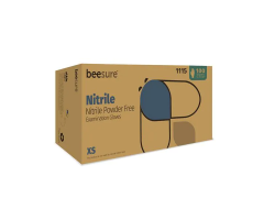 Gloves Exam BeeSure Powder-Free Nitrile X-Small Light Blue 100/Bx, 10 BX/CA, 1118551BX