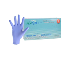 Gloves Exam AloeSoft Plus Powder-Free Nitrile Small Blue 200/Bx, 10 BX/CA, 1126403BX