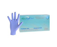 Gloves Exam AloeSoft Plus Powder-Free Nitrile Large Blue 200/Bx, 10 BX/CA, 1126405CA