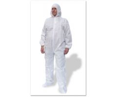 Cleanroom Coverall with Hood and Boot Covers Sunlite Ultra Medium White Disposable NonSterile