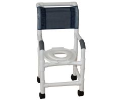 Shower chair 15"  small adult or pediatric needs twin casters open front seat and reducer hard seat