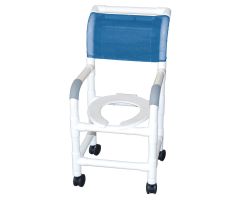 Shower chair 15" small adult or pediatric needs twin casters open front seat
