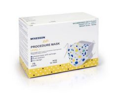 Procedure Mask McKesson Pleated Earloops Child Size Kid Design (Blue and Yellow Polka Dot) NonSterile ASTM Level 1 Pediatric