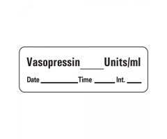 Label Vasopressin 1.5x.5" White 600/Rl 600/Rl