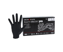 Gloves Exam Black Dragon Powder-Free Nitrile 9.5 in X-Large Black 1000/Ca