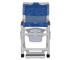 Shower chair 18" open front seat slide out square commode pail