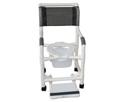 Shower chair 18" internal width open front seat twin casters footrest