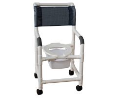 Shower chair 18" internal width open front seat commode pail