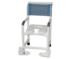 Shower chair 18" internal width twin casters open front soft seat and individual footrest