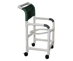 Shower chair 18" internal width open front seat twin casters seat tilted