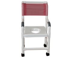 Shower chair 18" internal width twin casters with full support snap on seat