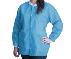Lab Jacket FitMe Sky Blue Medium Hip Length Disposable