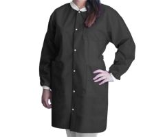 Lab Coat FitMe Black Small Knee Length Disposable