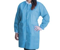 Lab Coat FitMe Sky Blue SMS Knee Length Disposable CS