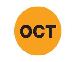 Tape Logic Orange - "OCT" Months of the Year Labels 1" 500/Roll 500/Rl