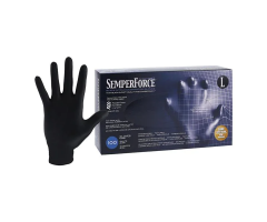 Gloves Exam SemperForce Powder-Free Nitrile 9.5 in Large Black 100/Bx, 10 BX/CA, 1315968BX