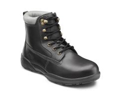 Protector Steel-Toe Work Boots, Black, Size 10 Wide