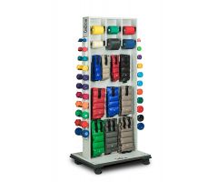CanDo Weight and Mirror Rack with accessories (Cuff Weights, 50 yd band set, dumbbells)