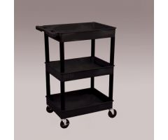 Utility Cart with Three Tub Shelves, Black