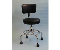 Classic Doctors Stool W/ Back W/ Foot Ring & Casters
